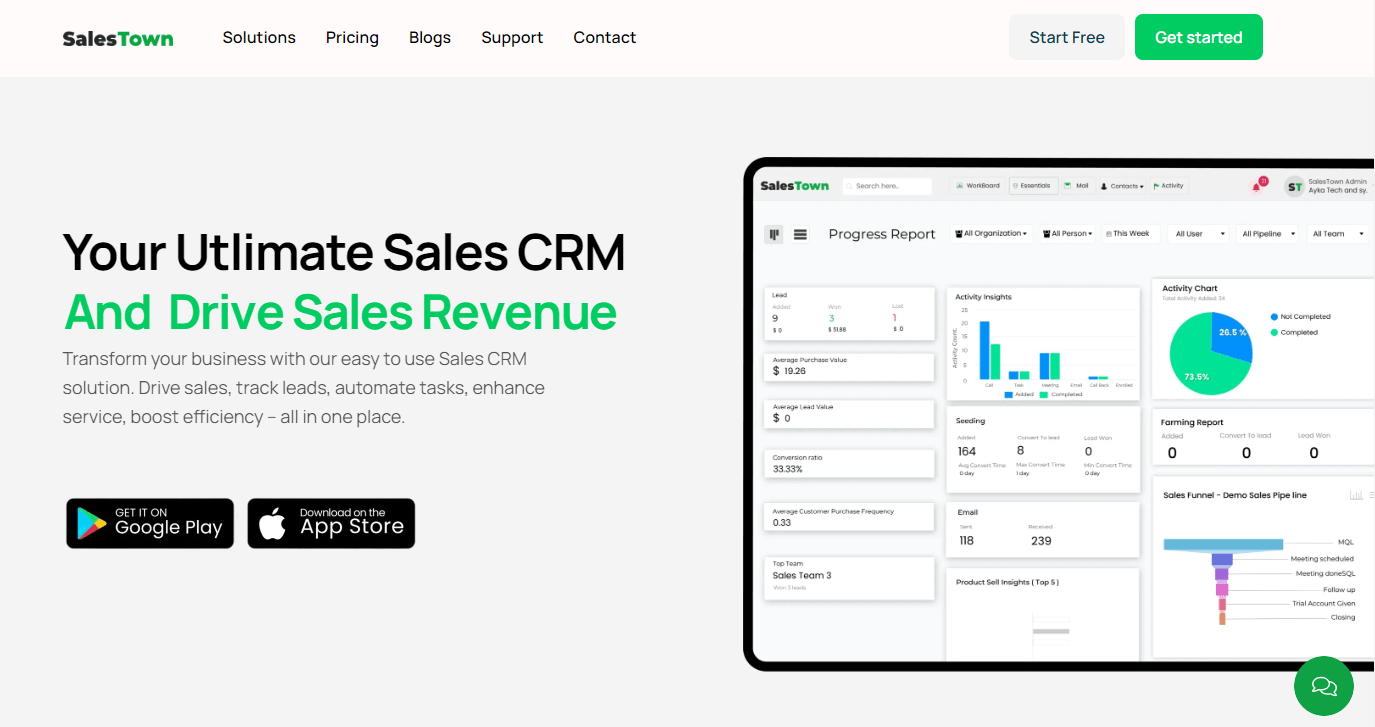 salestown crm for sales reps